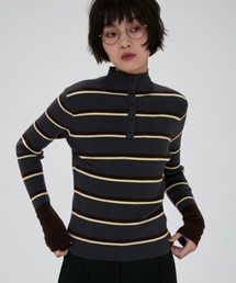 full/fill. | front button border knit tops / フロントボタンボーダーニットトップス(ニット/セーター)
