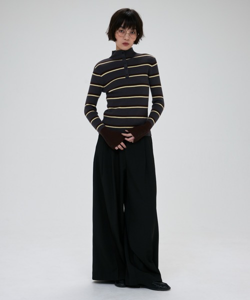 full/fill.(フルフィル)の「front button border knit tops / フロントボタンボーダーニットトップス(ニット/セーター・レディース・グレー/ホワイト・FREE)」の8枚目の写真