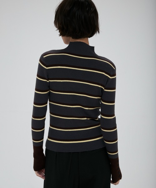 full/fill.(フルフィル)の「front button border knit tops / フロントボタンボーダーニットトップス(ニット/セーター・レディース・グレー/ホワイト・FREE)」の5枚目の写真