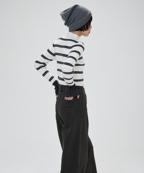 full/fill.(フルフィル)の「front button border knit tops / フロントボタンボーダーニットトップス(ニット/セーター・レディース・グレー/ホワイト・FREE)」の19枚目の写真