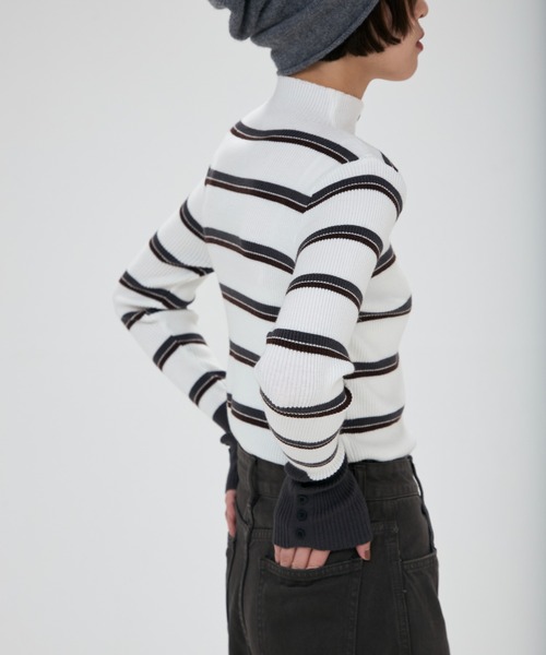full/fill.(フルフィル)の「front button border knit tops / フロントボタンボーダーニットトップス(ニット/セーター・レディース・グレー/ホワイト・FREE)」の13枚目の写真