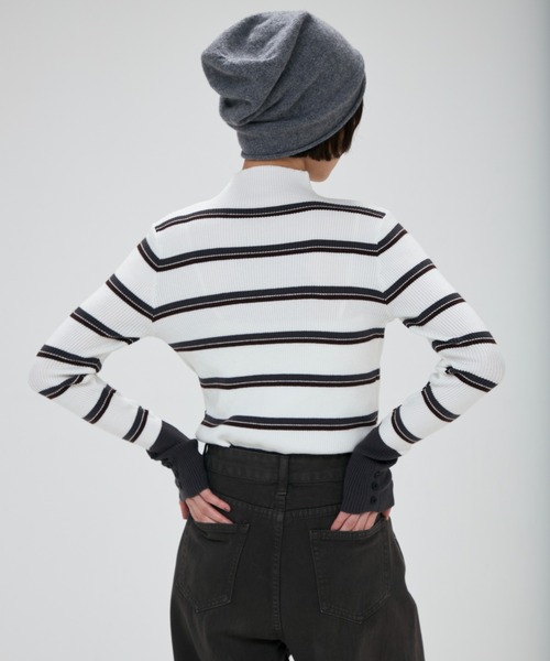 full/fill.(フルフィル)の「front button border knit tops / フロントボタンボーダーニットトップス(ニット/セーター・レディース・グレー/ホワイト・FREE)」の14枚目の写真