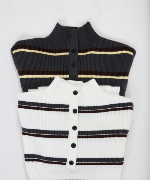 full/fill.(フルフィル)の「front button border knit tops / フロントボタンボーダーニットトップス(ニット/セーター・レディース・グレー/ホワイト・FREE)」の20枚目の写真