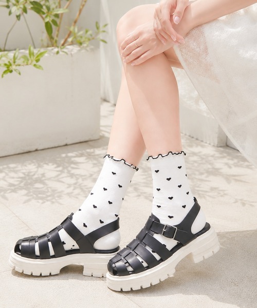 coca(ANDEX shoes product)(コカ)の「厚底 トラックソール グルカサンダル(サンダル・レディース・ホワイト/ブラック・MEDIUM/LARGE/SMALL)」の4枚目の写真