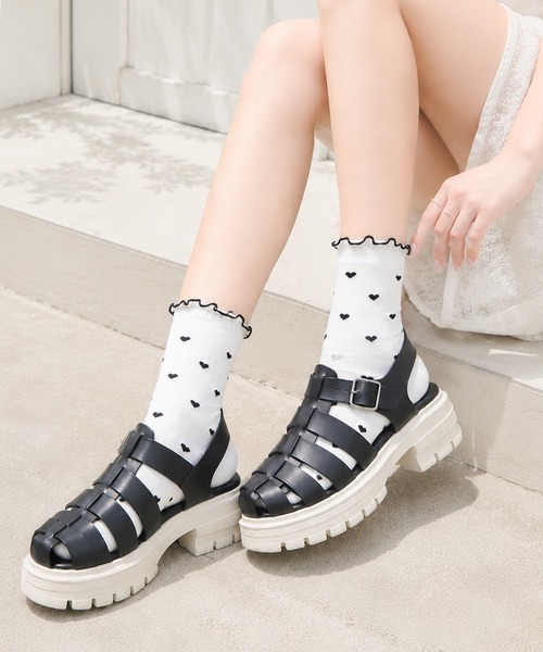 coca(ANDEX shoes product)(コカ)の「厚底 トラックソール グルカサンダル(サンダル・レディース・ホワイト/ブラック・MEDIUM/LARGE/SMALL)」の3枚目の写真