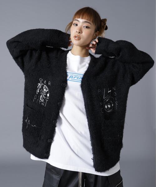 over print(オーバープリント)の「overprint/オーバープリント/PINC NOISE MOHAIR CARDIGAN(カーディガン/ボレロ・レディース・ブラック・M/L/XL)」の1枚目の写真