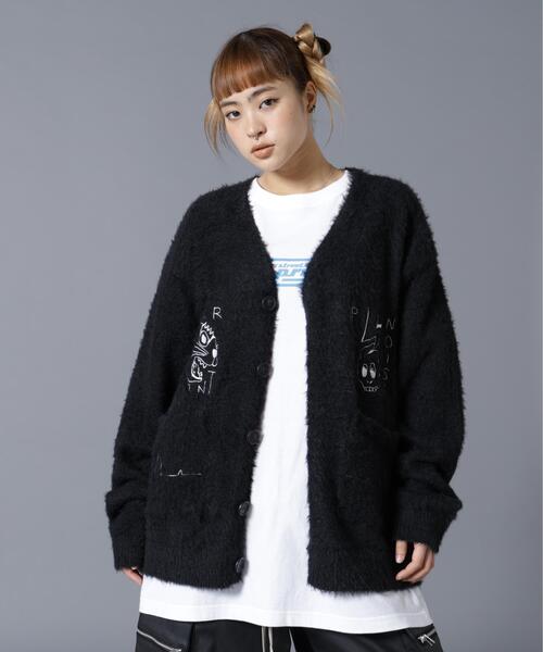 over print(オーバープリント)の「overprint/オーバープリント/PINC NOISE MOHAIR CARDIGAN(カーディガン/ボレロ・レディース・ブラック・M/L/XL)」の2枚目の写真