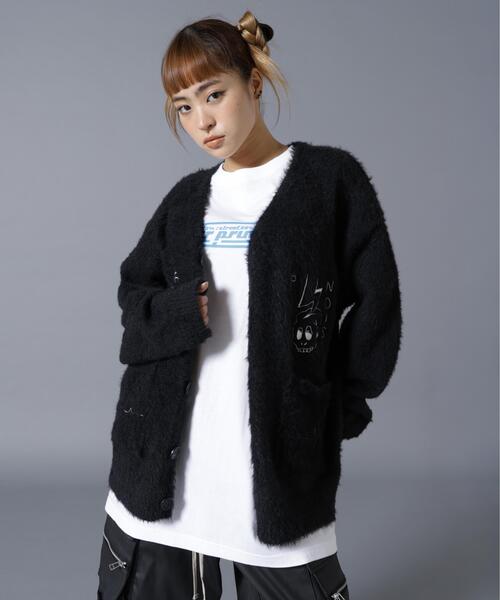 over print(オーバープリント)の「overprint/オーバープリント/PINC NOISE MOHAIR CARDIGAN(カーディガン/ボレロ・レディース・ブラック・M/L/XL)」の3枚目の写真