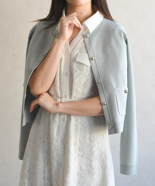 MISCH MASCH(ミッシュマッシュ)の「2026春夏新作 ステッチ配色ミラノカーディガン(カーディガン/ボレロ・レディース・イエロー/ホワイト/グリーン・フリ-)」の7枚目の写真