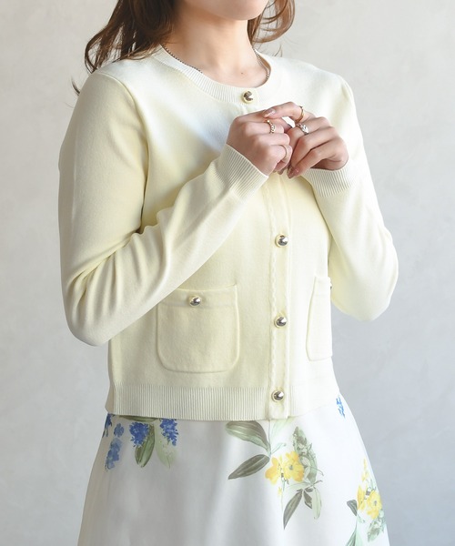 MISCH MASCH(ミッシュマッシュ)の「2026春夏新作 ステッチ配色ミラノカーディガン(カーディガン/ボレロ・レディース・イエロー/ホワイト/グリーン・フリ-)」の11枚目の写真