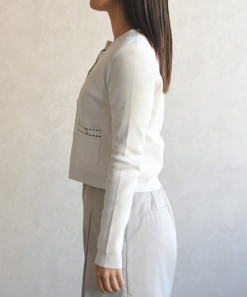 MISCH MASCH(ミッシュマッシュ)の「2026春夏新作 ステッチ配色ミラノカーディガン(カーディガン/ボレロ・レディース・イエロー/ホワイト/グリーン・フリ-)」の16枚目の写真