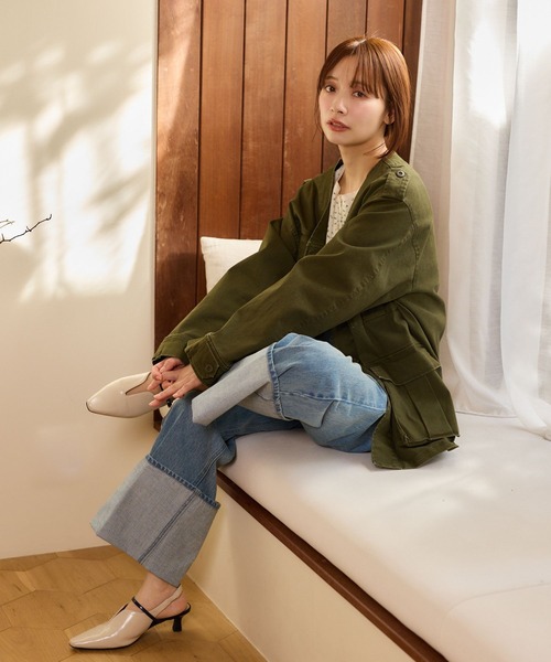 mysty woman（ミスティウーマン）の「サーマル小花カットソーLS 659807（Tシャツ/カットソー・レディース・オフホワイト/グレー・FREE）」の3枚目の写真