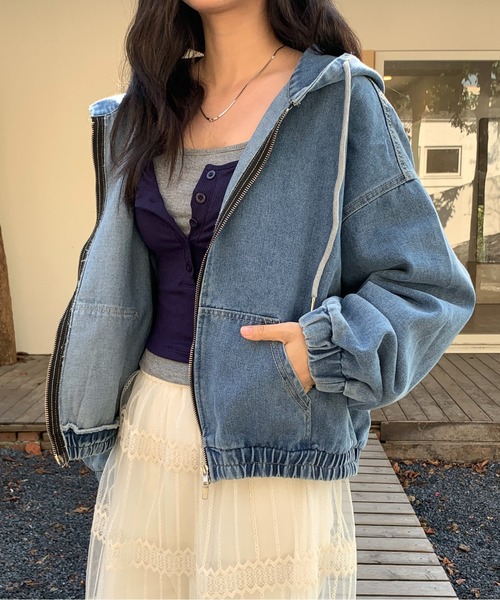ROOPTOKYO(ループトウキョウ)の「フード付きデニムパーカー 冬服(ブルゾン・レディース・インディゴブルー/ブラック・FREE)」の17枚目の写真