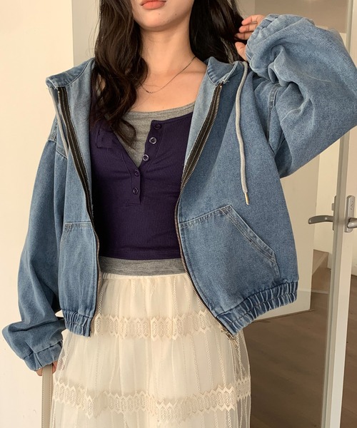 ROOPTOKYO(ループトウキョウ)の「フード付きデニムパーカー 冬服(ブルゾン・レディース・インディゴブルー/ブラック・FREE)」の18枚目の写真