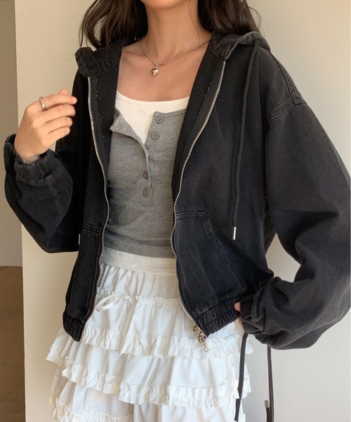 ROOPTOKYO(ループトウキョウ)の「フード付きデニムパーカー 冬服(ブルゾン・レディース・インディゴブルー/ブラック・FREE)」の5枚目の写真