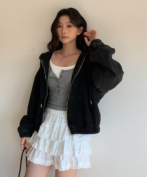 ROOPTOKYO(ループトウキョウ)の「フード付きデニムパーカー 冬服(ブルゾン・レディース・インディゴブルー/ブラック・FREE)」の8枚目の写真