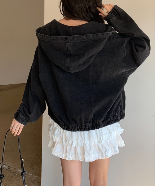 ROOPTOKYO(ループトウキョウ)の「フード付きデニムパーカー 冬服(ブルゾン・レディース・インディゴブルー/ブラック・FREE)」の9枚目の写真
