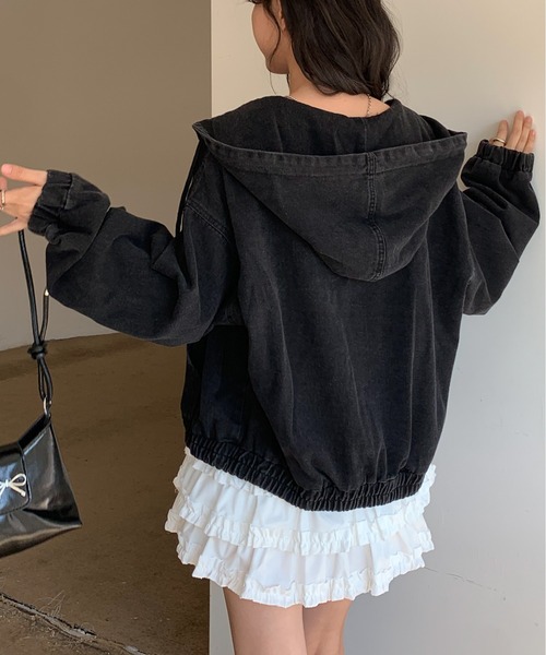 ROOPTOKYO(ループトウキョウ)の「フード付きデニムパーカー 冬服(ブルゾン・レディース・インディゴブルー/ブラック・FREE)」の10枚目の写真
