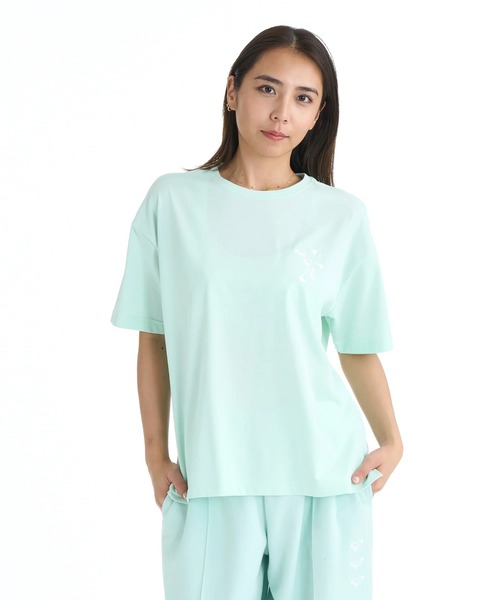 ROXY(ロキシー)の「ROXY ウィメンズ FITNESS TRIPLE HEARTS S/S TE Tシャツ 【2026年春夏モデル】/ロキシーUVカット半袖Tシャツ(Tシャツ/カットソー・レディース・ブラック/グレー/ミント・SMALL/MEDIUM/LARGE)」の3枚目の写真