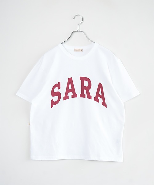 SOLAMONAT（ソラモナ）の「サラリト天竺　プリントT SARA（Tシャツ/カットソー・レディース・ホワイト×ブラック/ブラック/ホワイト×レッド/グリーン/ネイビー・FREE）」の3枚目の写真