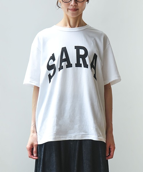 SOLAMONAT（ソラモナ）の「サラリト天竺　プリントT SARA（Tシャツ/カットソー・レディース・ホワイト×ブラック/ブラック/ホワイト×レッド/グリーン/ネイビー・FREE）」の13枚目の写真