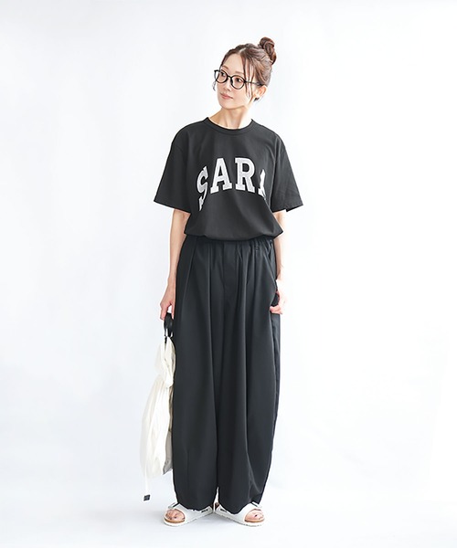 SOLAMONAT（ソラモナ）の「サラリト天竺　プリントT SARA（Tシャツ/カットソー・レディース・ホワイト×ブラック/ブラック/ホワイト×レッド/グリーン/ネイビー・FREE）」の11枚目の写真