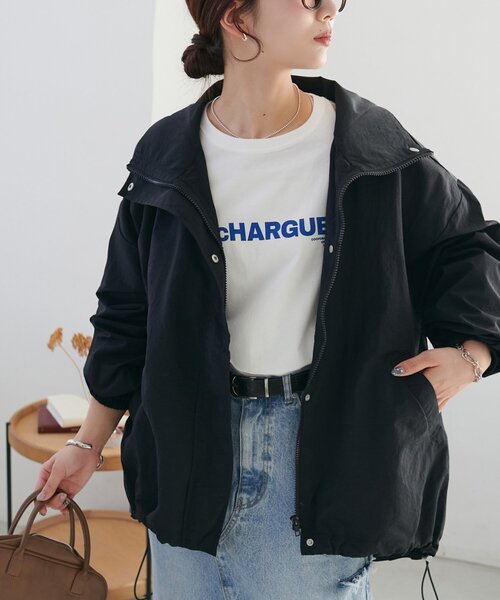 【新品タグ付】DISCOAT ブルゾン　ナイロンスタンドロングブルゾン　アウター セール】【WEB限定】ナイロンスタンドロングブルゾン（ブルゾン