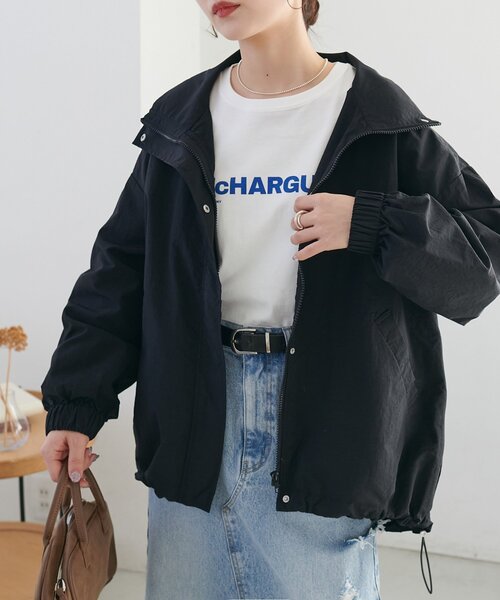 【新品タグ付】DISCOAT ブルゾン　ナイロンスタンドロングブルゾン　アウター セール】【WEB限定】ナイロンスタンドロングブルゾン（ブルゾン