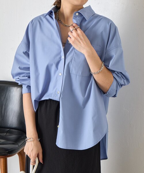 Jena espace merveilleux（ジェナ　エスパスメルヴェイユ）の「バックタックオーバーシャツ（シャツ/ブラウス・レディース・チャコールグレー/ブルー/オフホワイト/ピンク・FREE）」の3枚目の写真