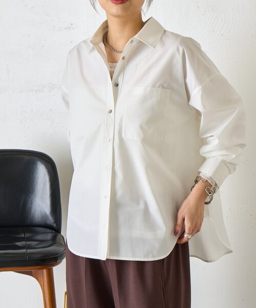 Jena espace merveilleux（ジェナ　エスパスメルヴェイユ）の「バックタックオーバーシャツ（シャツ/ブラウス・レディース・チャコールグレー/ブルー/オフホワイト/ピンク・FREE）」の7枚目の写真