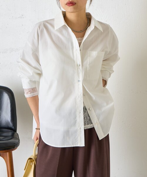 Jena espace merveilleux（ジェナ　エスパスメルヴェイユ）の「バックタックオーバーシャツ（シャツ/ブラウス・レディース・チャコールグレー/ブルー/オフホワイト/ピンク・FREE）」の8枚目の写真