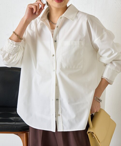 Jena espace merveilleux（ジェナ　エスパスメルヴェイユ）の「バックタックオーバーシャツ（シャツ/ブラウス・レディース・チャコールグレー/ブルー/オフホワイト/ピンク・FREE）」の9枚目の写真