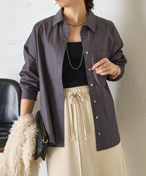 Jena espace merveilleux（ジェナ　エスパスメルヴェイユ）の「バックタックオーバーシャツ（シャツ/ブラウス・レディース・チャコールグレー/ブルー/オフホワイト/ピンク・FREE）」の15枚目の写真