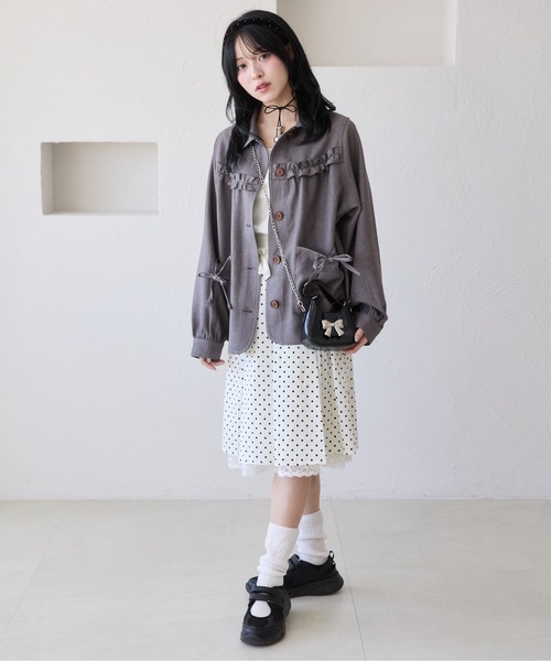 kutir（クティール）の「【セットアップ着用可能】アソートリボンフリルジャケット（ブルゾン・レディース・ブラック/ブルー/グレー・FREE）」の18枚目の写真