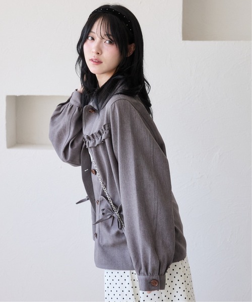 kutir（クティール）の「【セットアップ着用可能】アソートリボンフリルジャケット（ブルゾン・レディース・ブラック/ブルー/グレー・FREE）」の15枚目の写真