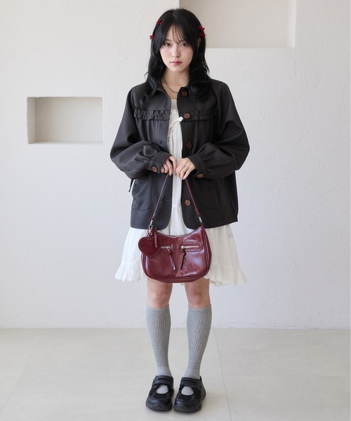 kutir（クティール）の「【セットアップ着用可能】アソートリボンフリルジャケット（ブルゾン・レディース・ブラック/ブルー/グレー・FREE）」の8枚目の写真