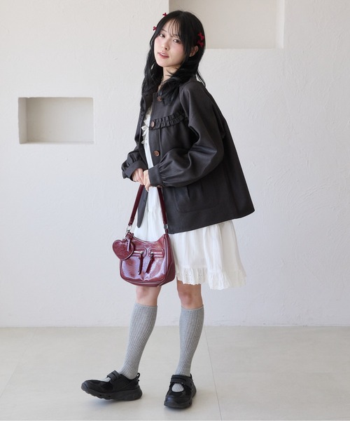 kutir（クティール）の「【セットアップ着用可能】アソートリボンフリルジャケット（ブルゾン・レディース・ブラック/ブルー/グレー・FREE）」の9枚目の写真