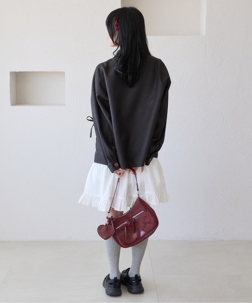 kutir（クティール）の「【セットアップ着用可能】アソートリボンフリルジャケット（ブルゾン・レディース・ブラック/ブルー/グレー・FREE）」の10枚目の写真