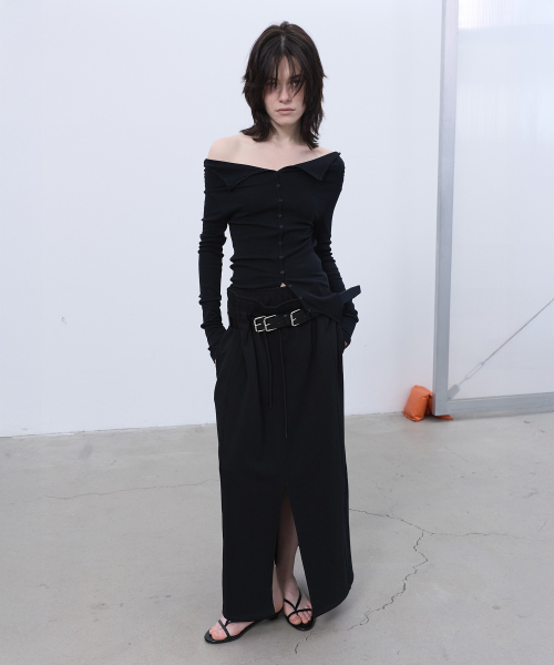 LCDC TM(エルシーディーシーティーエム)の「DOUBLE-LAYERED DETAIL SKIRT (BLACK)(スカート・レディース・その他・OS)」の4枚目の写真