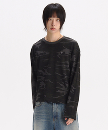 SLOW RECORD HOUSE（スローレコードハウス）の「フィンガーホールクロップロングスリーブ_カモ（チャコール）（Tシャツ/カットソー）」