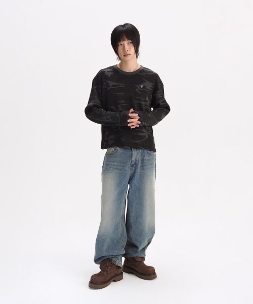 SLOW RECORD HOUSE（スローレコードハウス）の「フィンガーホールクロップロングスリーブ_カモ（チャコール）（Tシャツ/カットソー・レディース・その他・MEDIUM/LARGE）」の10枚目の写真