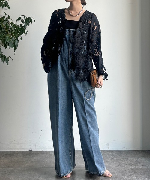 DouDou（ドゥドゥ）の「コットンレースカーディガン（シャツ/ブラウス・レディース・モカ/アイボリー/ブラック・FREE）」の16枚目の写真