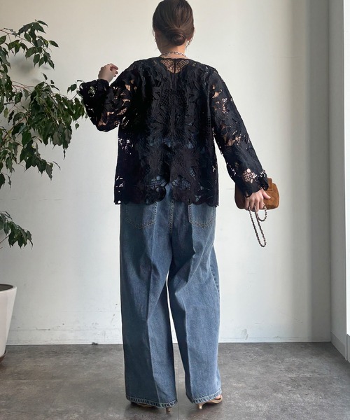 DouDou（ドゥドゥ）の「コットンレースカーディガン（シャツ/ブラウス・レディース・モカ/アイボリー/ブラック・FREE）」の17枚目の写真