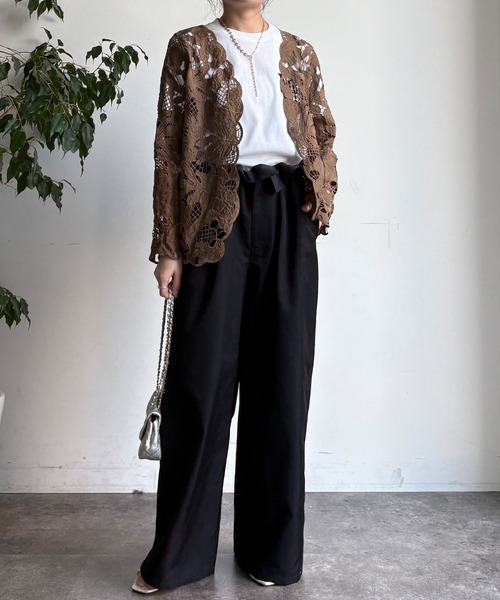 DouDou（ドゥドゥ）の「コットンレースカーディガン（シャツ/ブラウス・レディース・モカ/アイボリー/ブラック・FREE）」の22枚目の写真