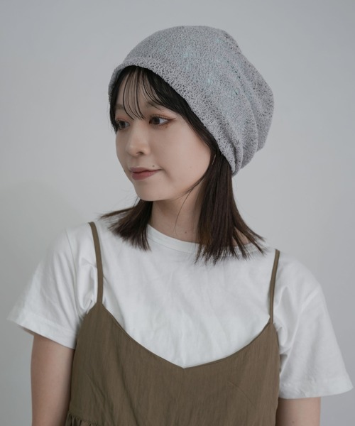 Ruben(ルーベン)の「接触冷感 レースビーニー / 薄手 サマーニット 医療用帽子(ニットキャップ/ビーニー・レディース・ライトグレー/ピンク/アイボリー/ブラック・FREE)」の4枚目の写真