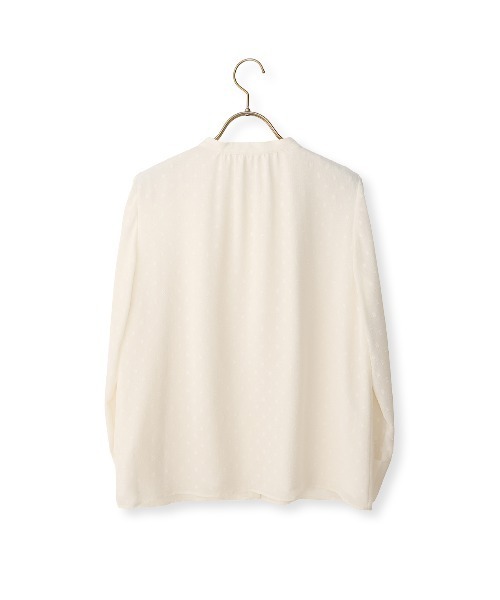 AOYAMA（アオヤマ）の「表面感のあるカットジャガード生地 バンドカラーカットジャガードブラウス（シャツ/ブラウス・レディース・サックスブルー/クリーム・L/M/S）」の8枚目の写真