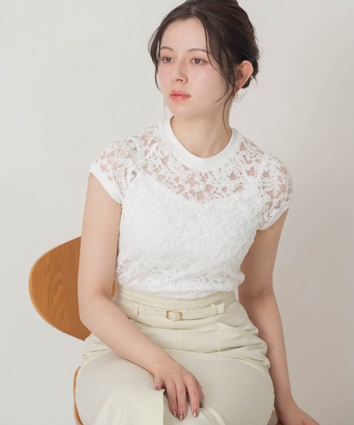 MISCH MASCH(ミッシュマッシュ)の「2026春夏新作 総レースフレンチスリーブトップス(Tシャツ/カットソー・レディース・ホワイト・フリ-)」の21枚目の写真