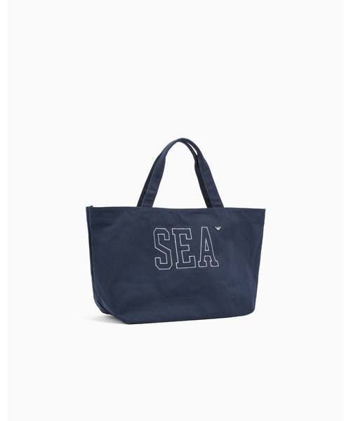 EMPORIO ARMANI（エンポリオアルマーニ）の「＜オンライン限定＞【エンポリオ アルマーニ】ビーチウェア ショッパー キャンバス シー刺繍（トートバッグ・メンズ・ネイビー・FREE）」の3枚目の写真