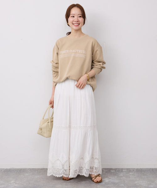 SLOBE IENA（スローブイエナ）の「フラッフィーテリービンテージロゴ ロングスリーブ TEE（スウェット・レディース・ベージュ/イエロー・FREE）」の3枚目の写真