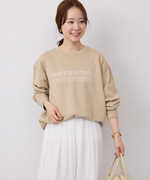 SLOBE IENA（スローブイエナ）の「フラッフィーテリービンテージロゴ ロングスリーブ TEE（スウェット・レディース・ベージュ/イエロー・FREE）」の5枚目の写真